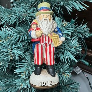 Vintage Festive Patriotic Santa Christmas Tree Ornament